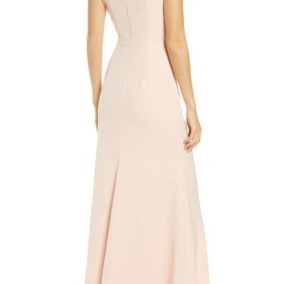 VINCE CAMUTO Ruffle Slit Trumpet Gown Blush Size 6 - Picture 3 of 7